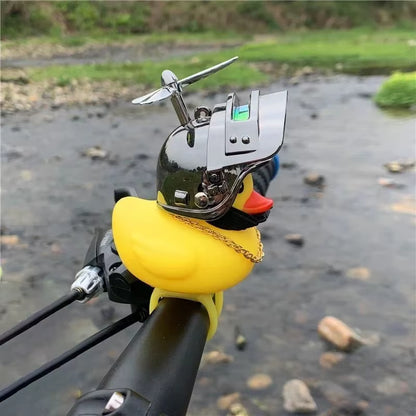 Car Bicycle Decoration Yellow Duckling with Propeller Helmet Rubber Duck Ducky Bicycle Wind Motor Riding Cycling Ornament