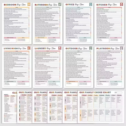 ADHD Cleaning Planner Bundle – Includes Home Cleaning Schedule, Weekly, Monthly, Year-Round Cleanliness Tips, Family Chore Chart