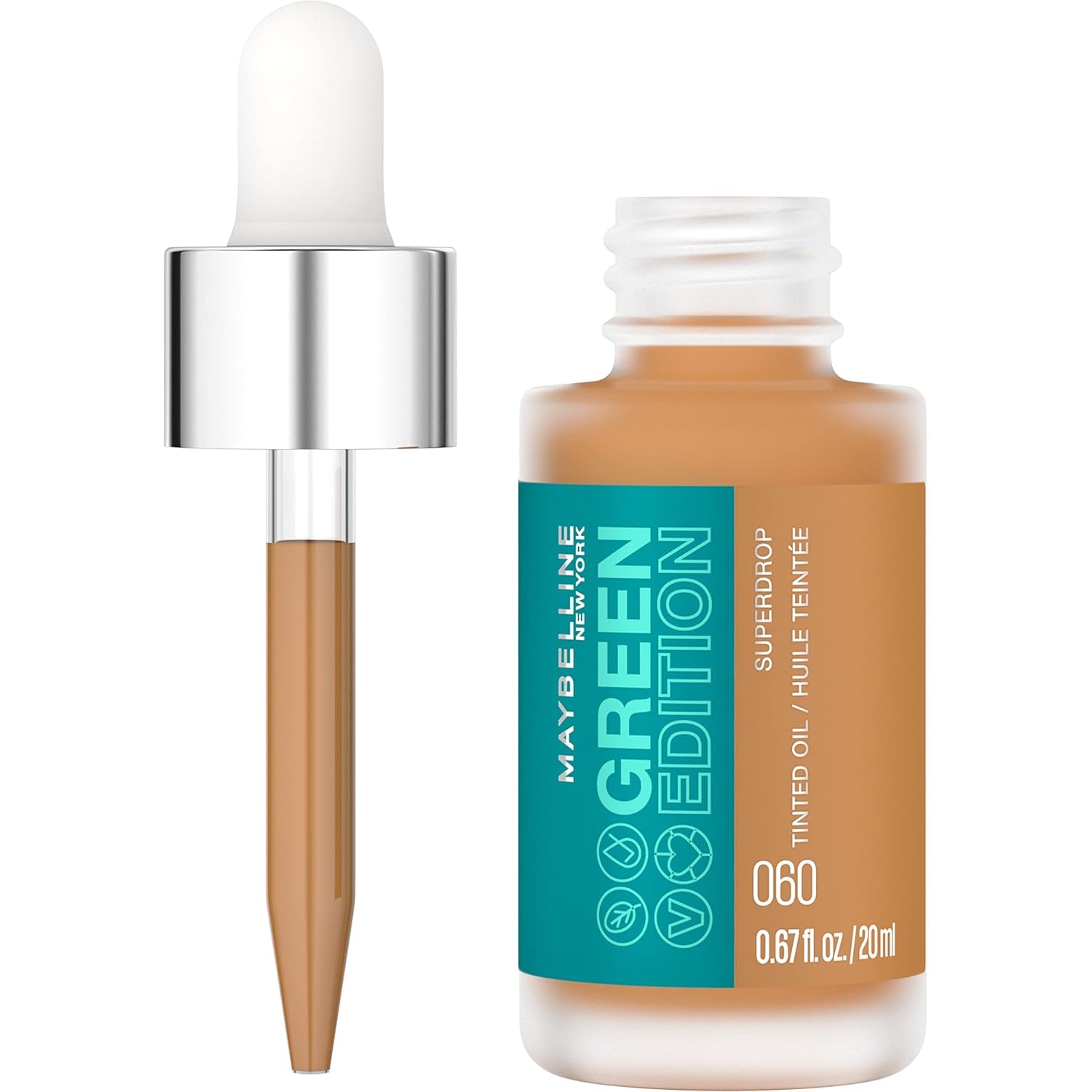 Green Edition Superdrop Tinted Oil Base Makeup, Adjustable Natural Coverage Foundation Formulated with Jojoba & Marula Oil, 35, 1 Count