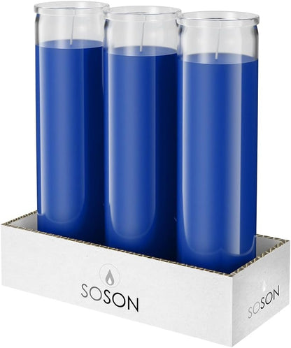 2X8 Inch Green Devotional Candles in Glass Jar - 3 Pack - 90 Hours – Prayer Candle - Tall Pillar Candles for Religious, Memorials, Party Decor