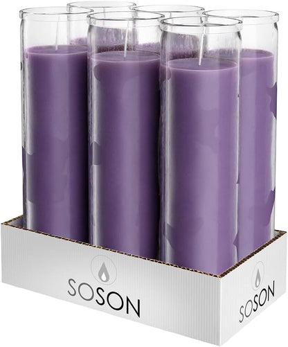 2X8 Inch Green Devotional Candles in Glass Jar - 3 Pack - 90 Hours – Prayer Candle - Tall Pillar Candles for Religious, Memorials, Party Decor