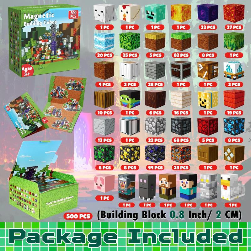 500 PCS Magnetic Blocks - Magnet Toys for Kids, Boys and Girls, Magnetic Building Blocks Cubes, Stacking Magnets for Kids, Birthday Gifts for Boys and Girls Age 3+ Years Old