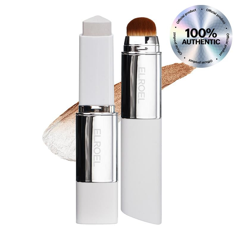 ELROEL BLANC Cover Cream Stick V W/ Detachable Brush - Korean Skin Care Color-Changing Foundation Stick with Collagen Capsules (0.45 Oz)